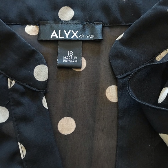 Little black ALYX dress w/beige polka dots Sz. 16 - Picture 4 of 10